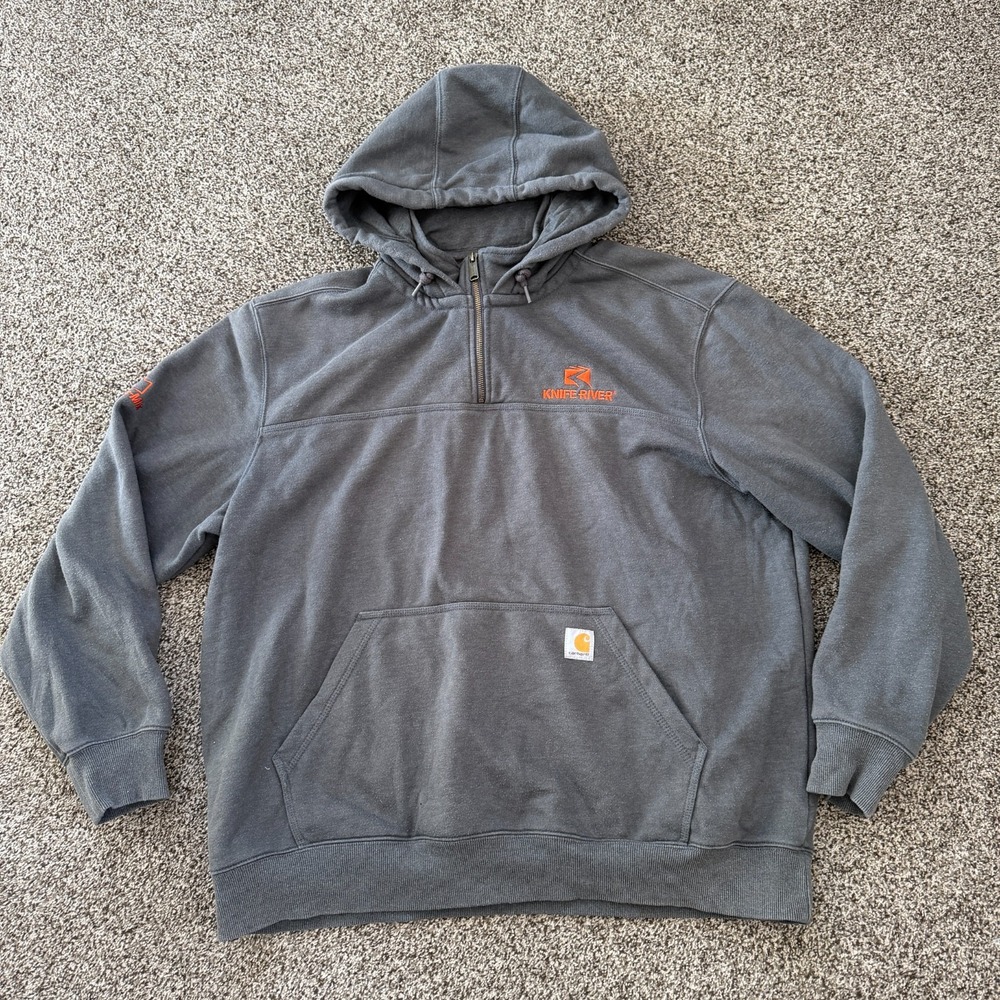 Carhartt Rain Defender Gray 1/4 Zip Pullover Hoodie Men 2XL Loose Fit 100617 026